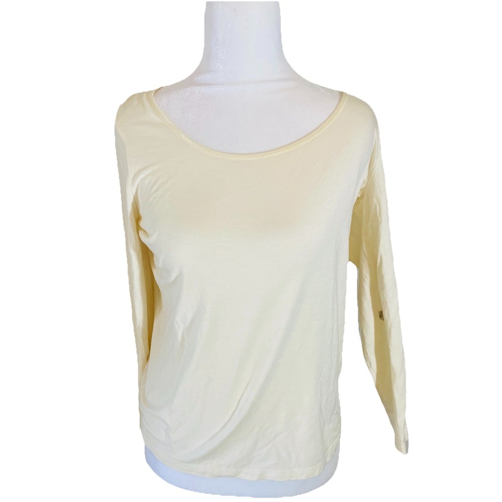 TALBOTS Long Sleeve T Shirt  Medium‎ rayon stretch knit Round Neck Basic Top
